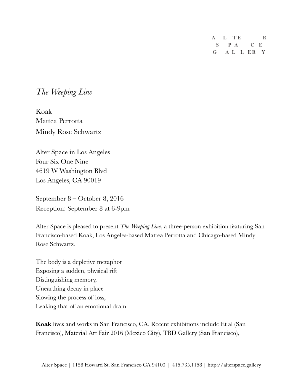 The Weeping Line PR Copy 2