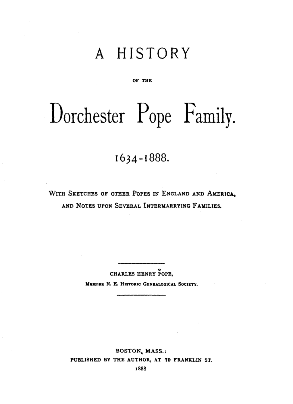 Dorchester Pope Family