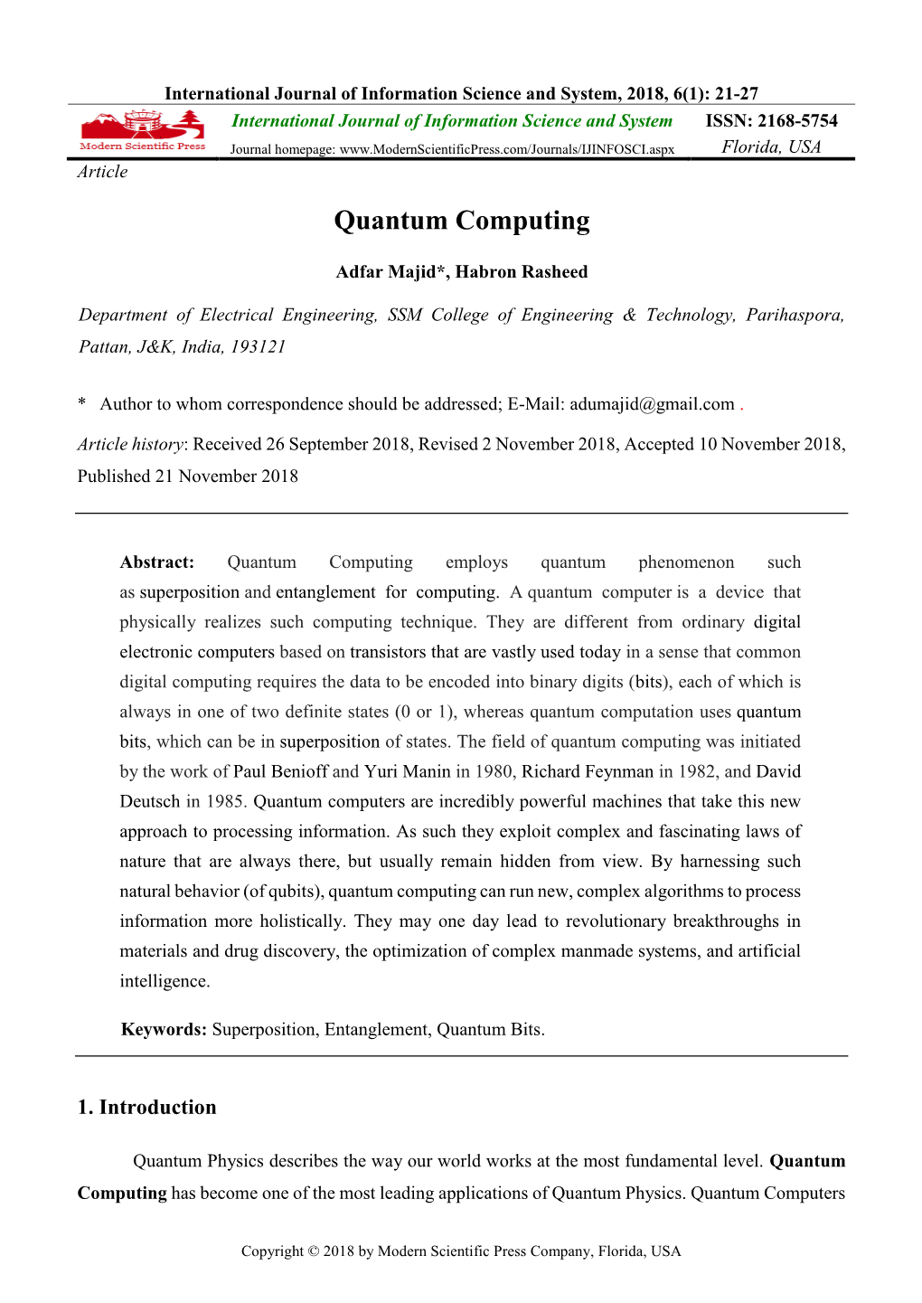 Quantum Computing