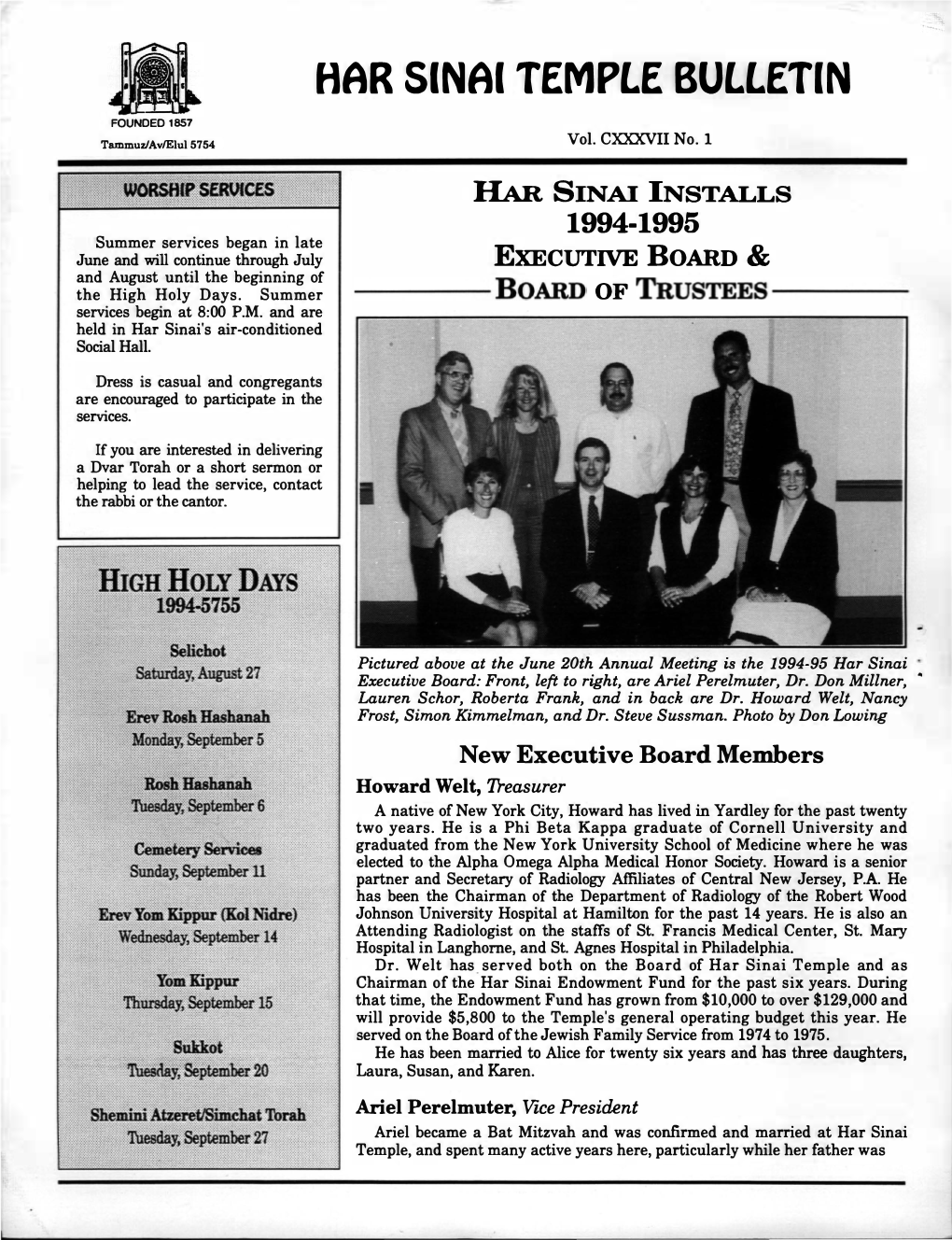 Har Sinai Temple Bulletin