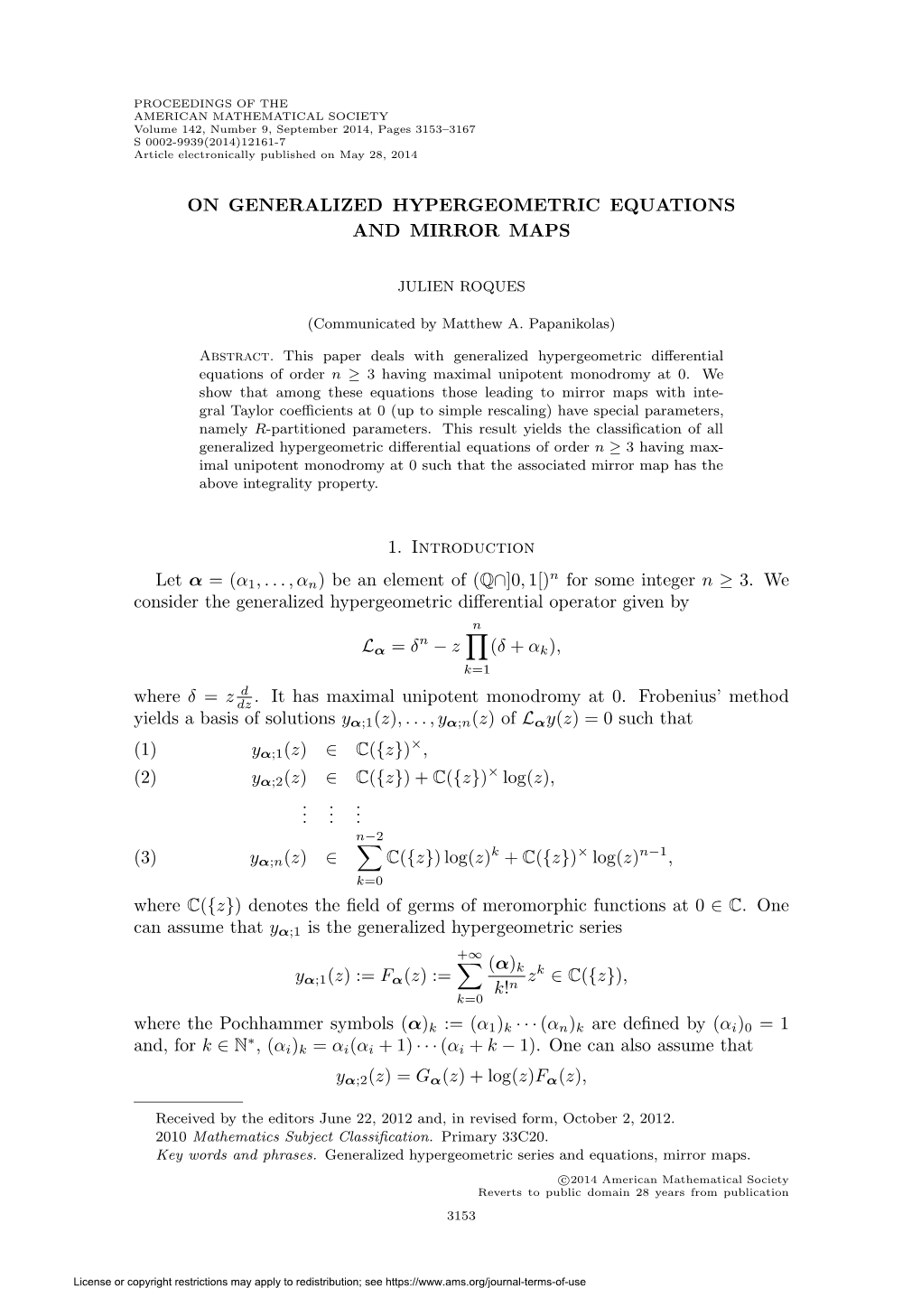 On Generalized Hypergeometric Equations and Mirror Maps