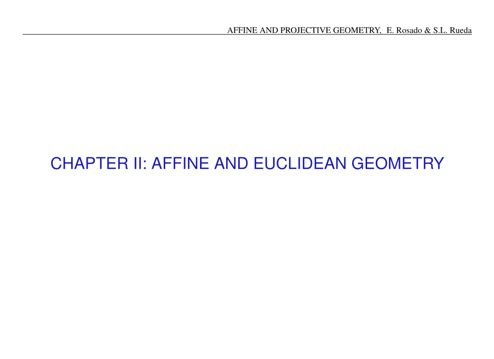 Affine and Euclidean Geometry Affine and Projective Geometry, E