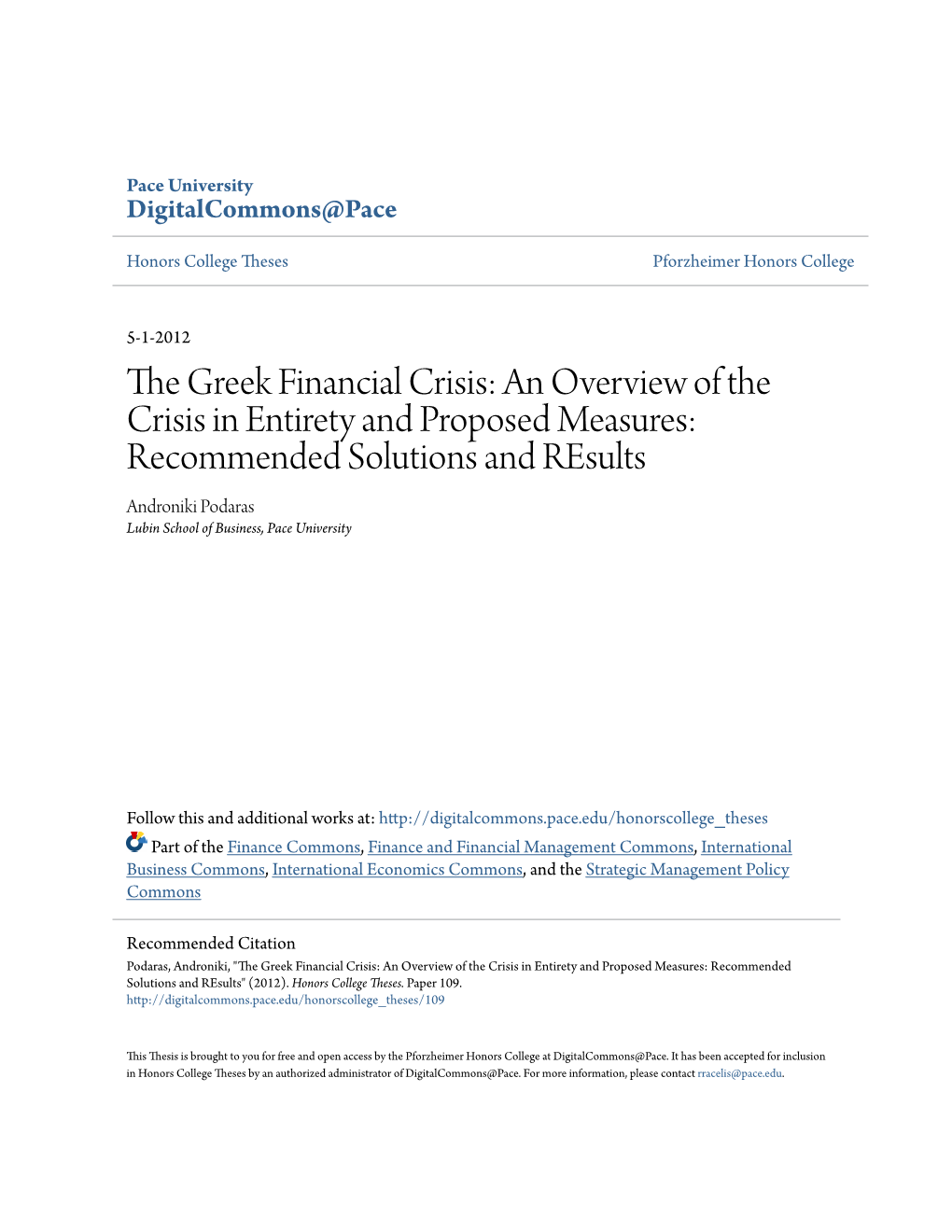 The Greek Financial Crisis