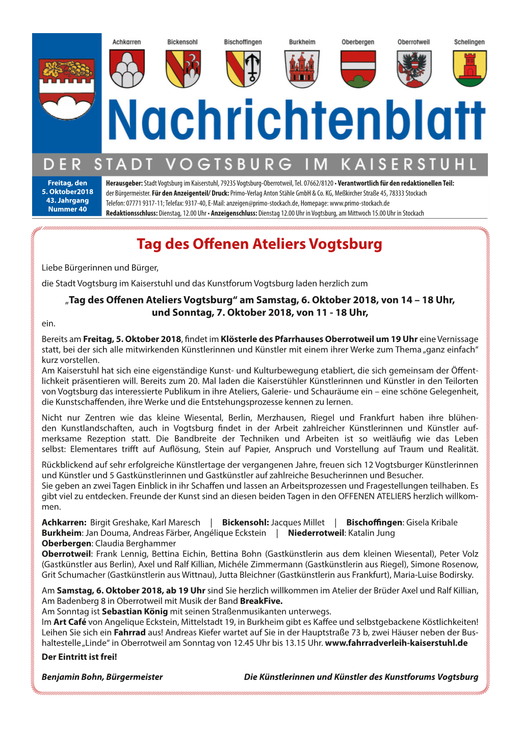 Nachrichtenblatt KW 40 Vom 05.10.2018