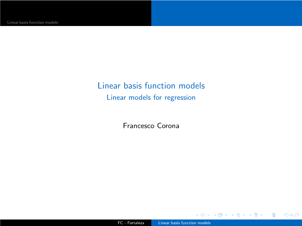 Linear Basis Function Models