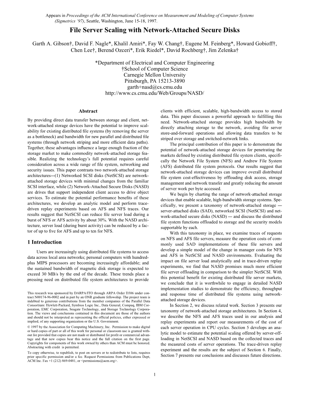 File Server Scaling with Network-Attached Secure Disks