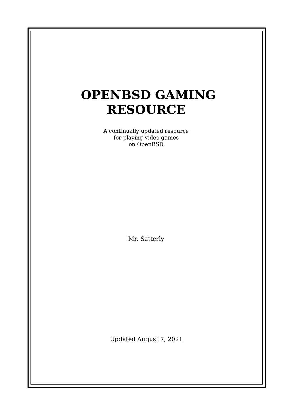 Openbsd Gaming Resource