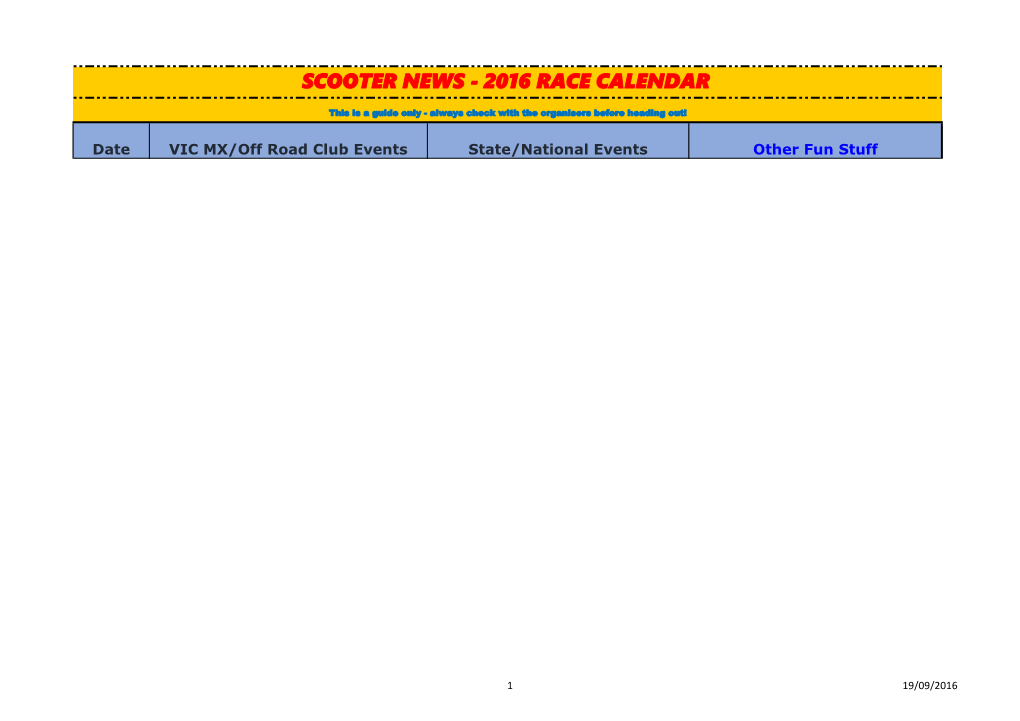 Scooter News - 2016 Race Calendar