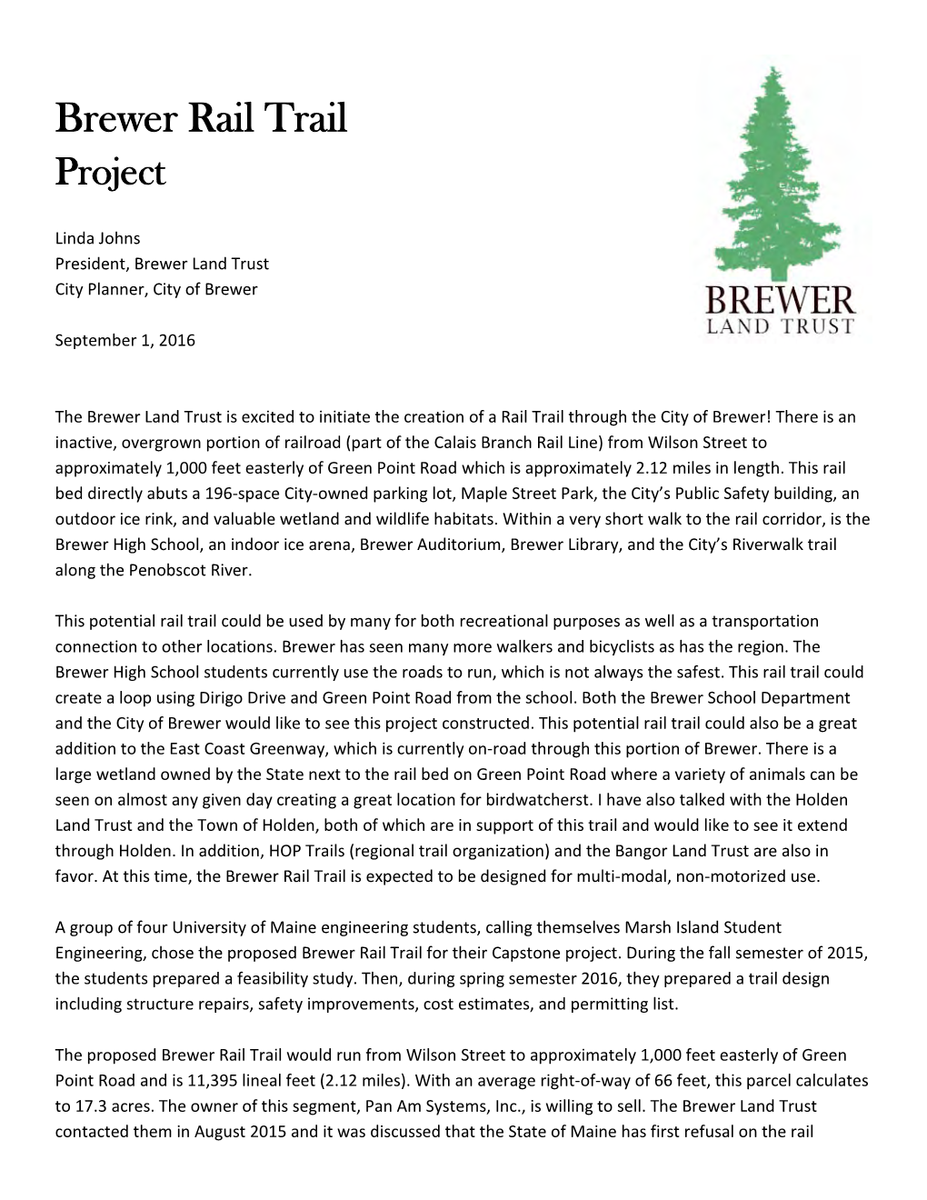 Brewer Rail Trail Project