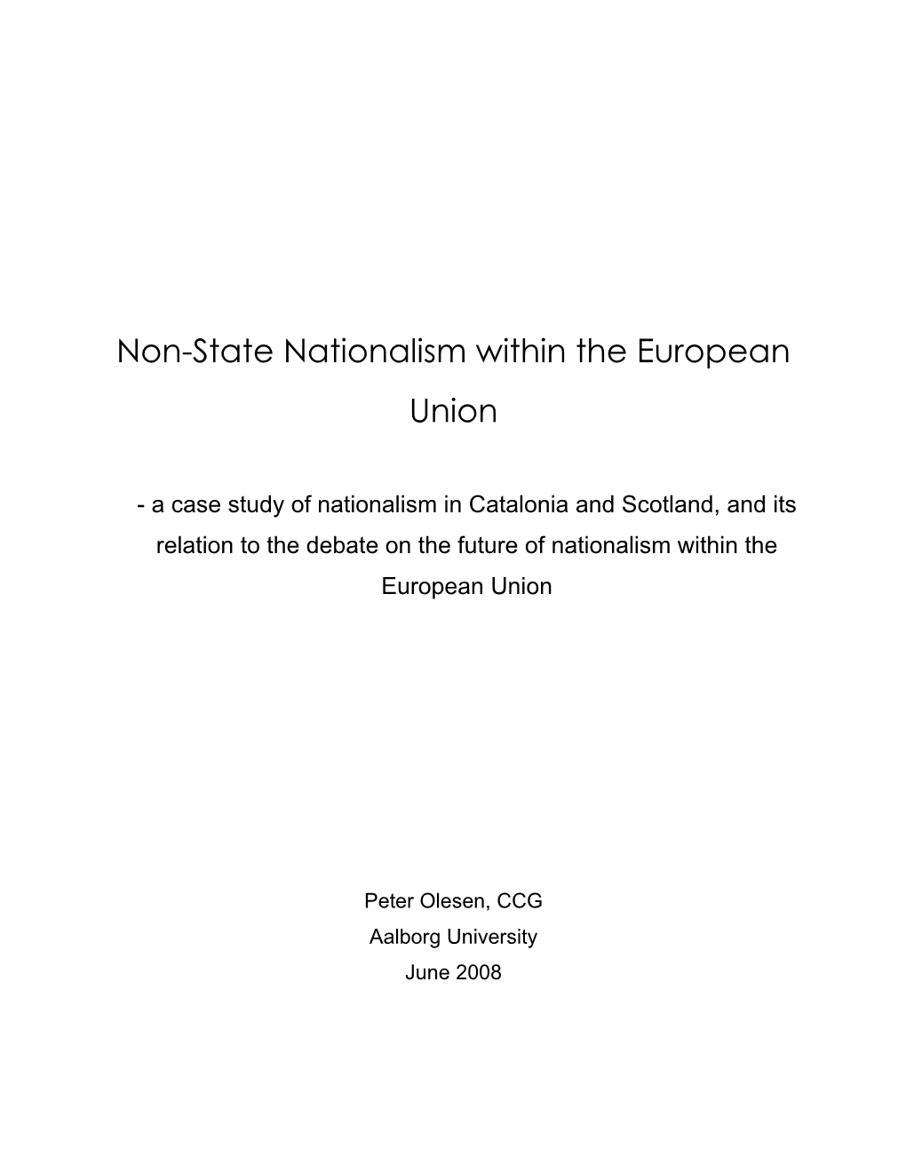 Non-State Nationalism Within the European Union