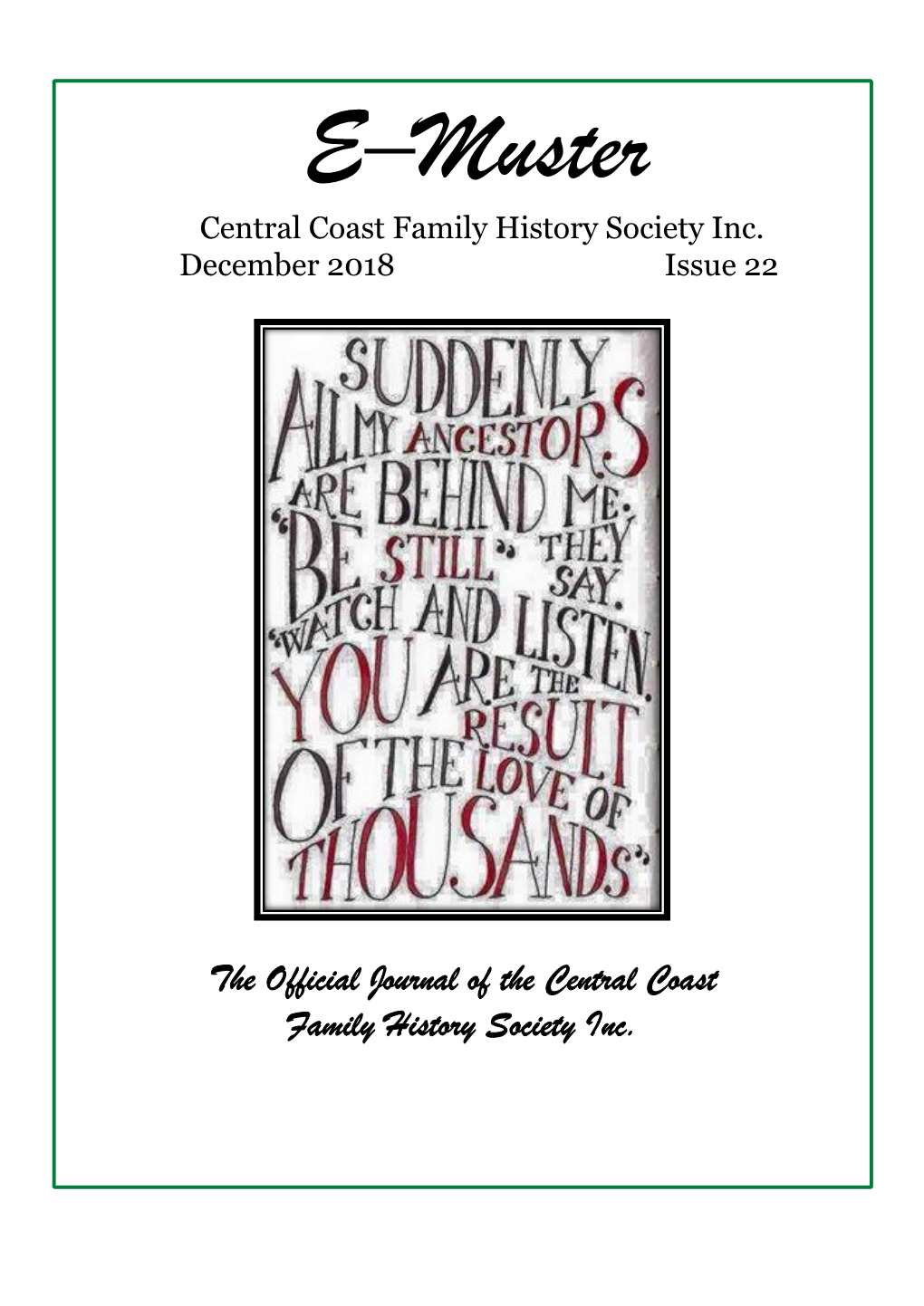 E–Muster Central Coast Family History Society Inc