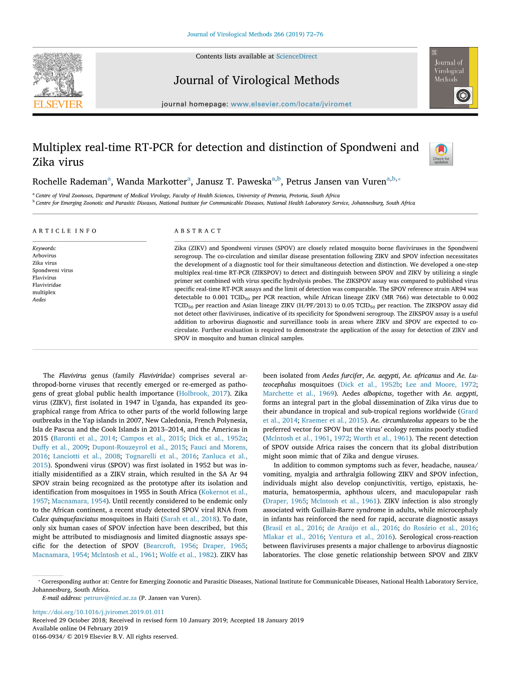 Journal of Virological Methods Multiplex Real-Time RT-PCR For