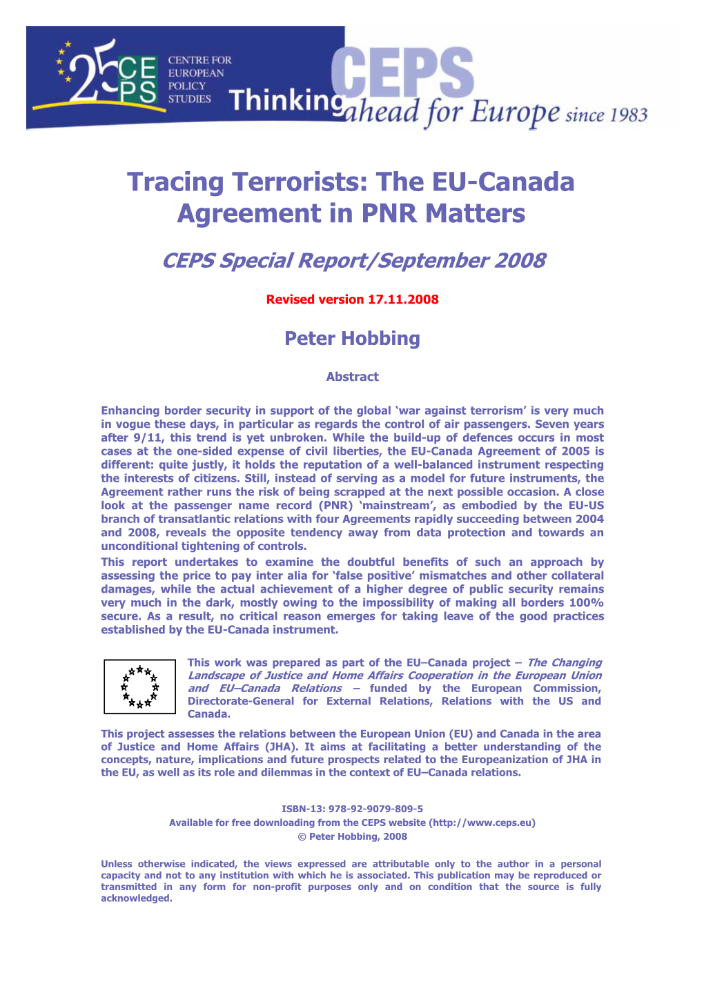 Tracing Terrorists: the EU-Canada Agreement in PNR Matters