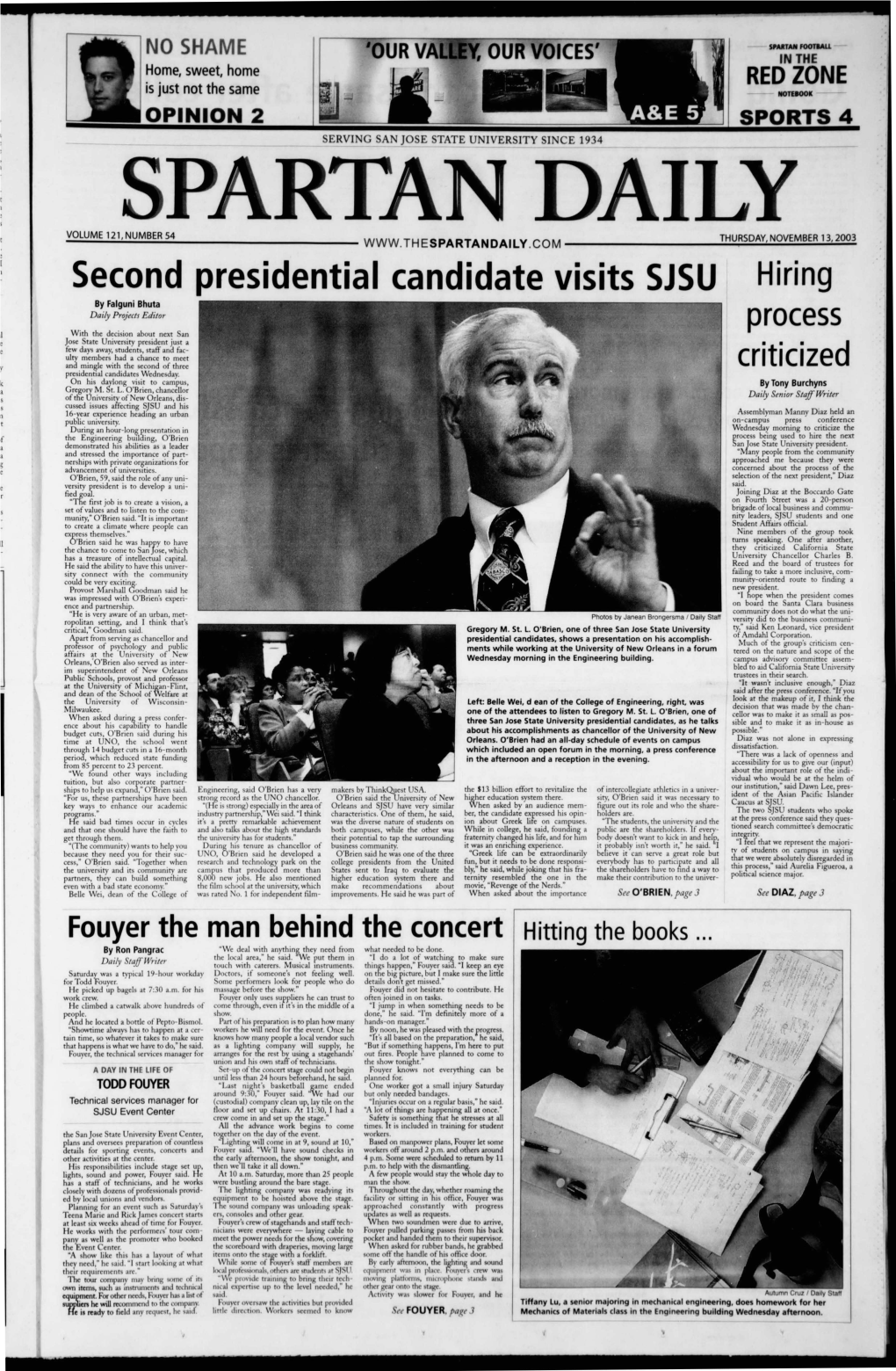 Spartan Daily, November 13, 2003