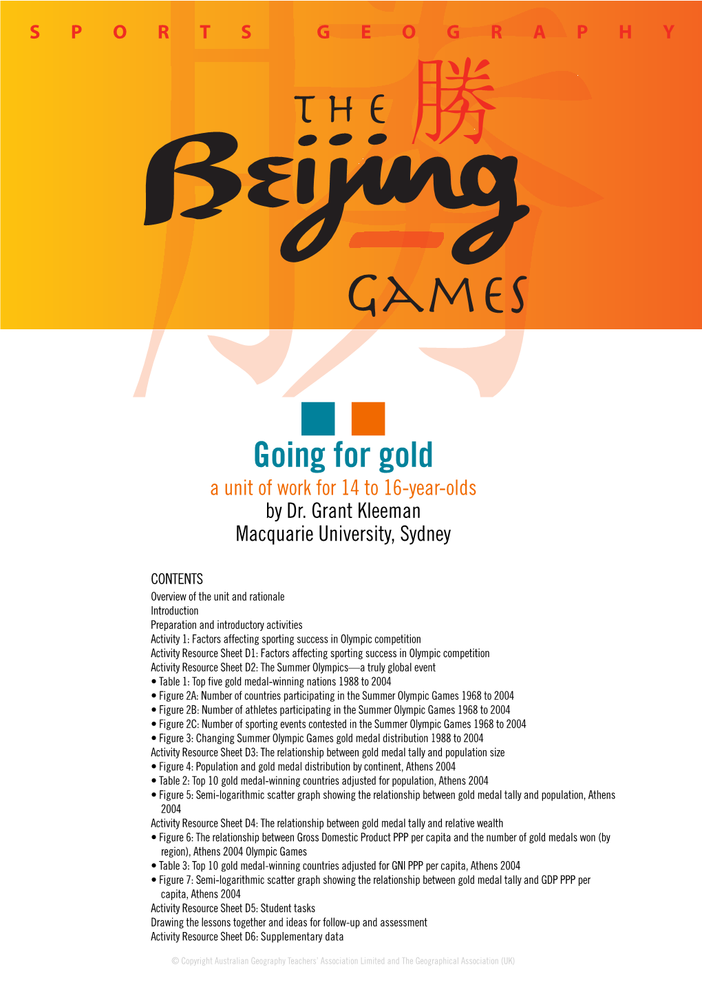 Going for Gold a Unit of Work for 14 to 16-Year-Olds by Dr
