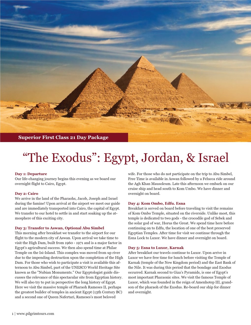 The Exodus”: Egypt, Jordan, & Israel