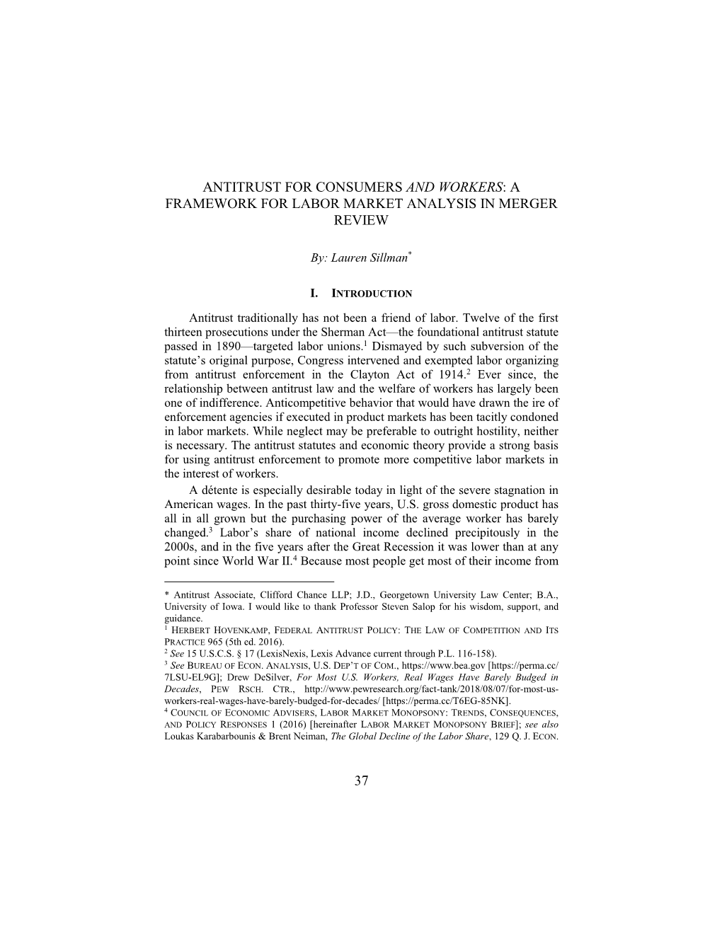 Antitrust for Consumers and Workers: a Framework for Labor Market Analysis in Merger Review