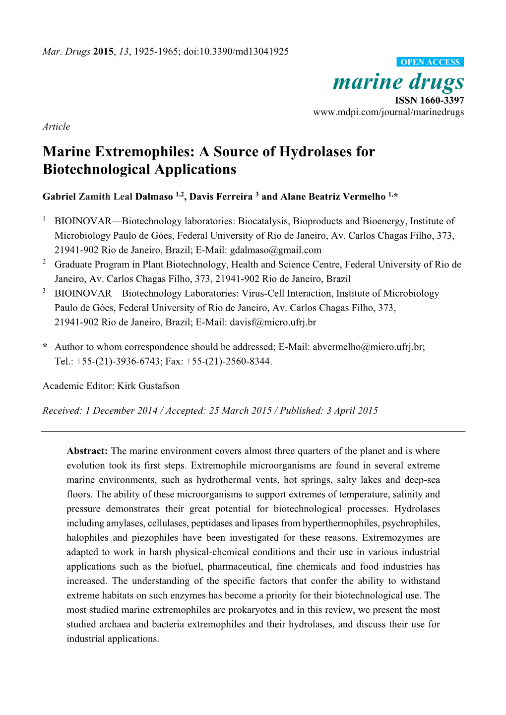 Marine Extremophiles: a Source of Hydrolases for Biotechnological Applications