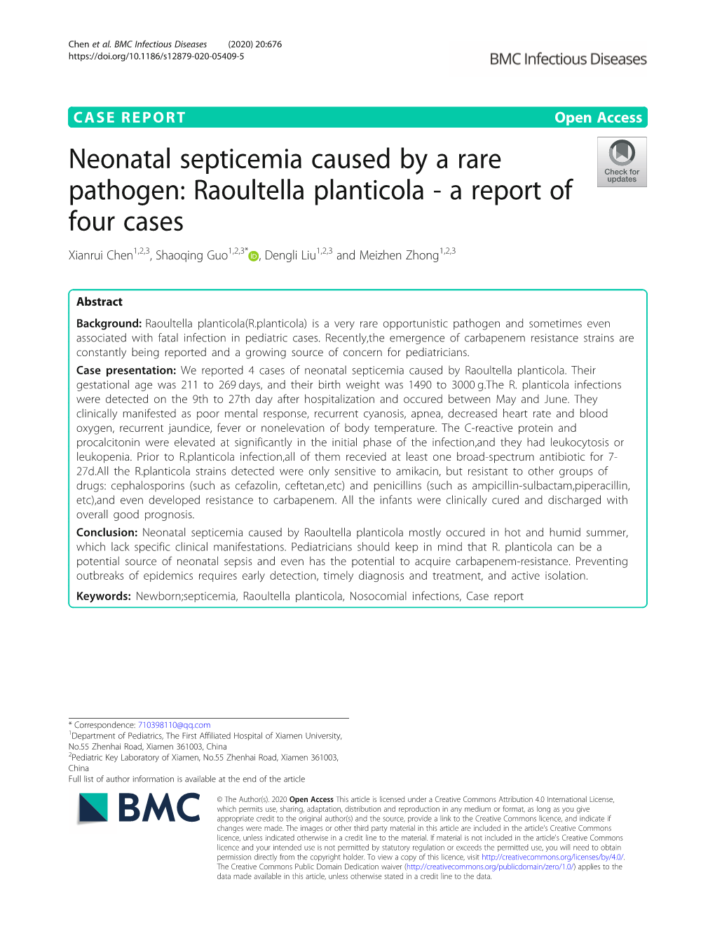 Neonatal Septicemia Caused by a Rare Pathogen: Raoultella Planticola