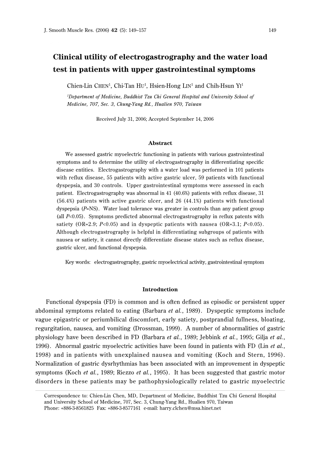 Clinical Utility of Electrogastrography and the Water Load Test in Patients with Upper Gastrointestinal Symptoms