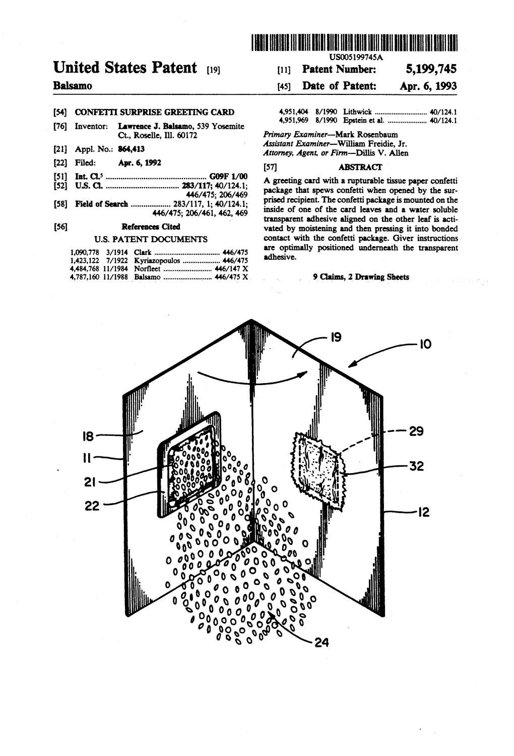 United States Patent (19) 11 Patent Number: 5,199,745 Balsamo 45 Date of Patent: Apr