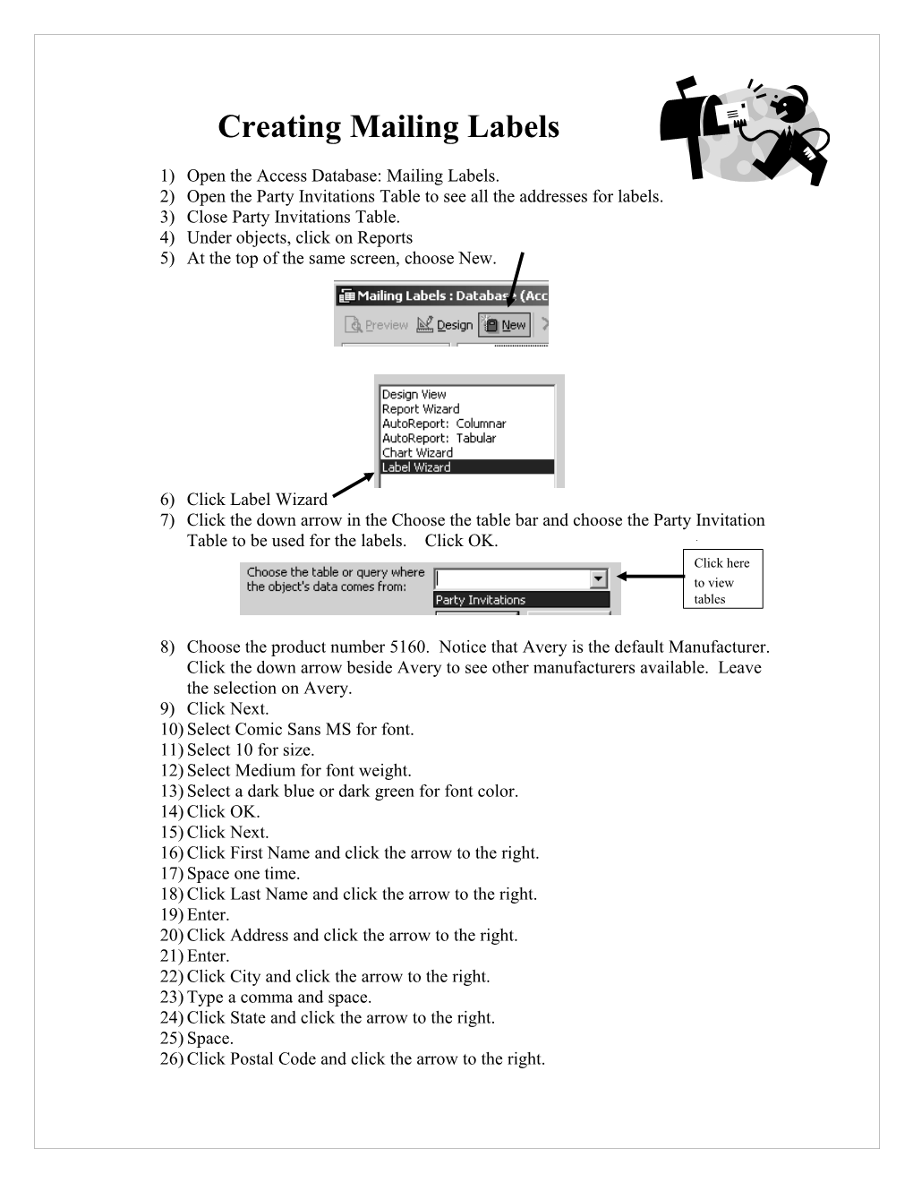 Creating Labels from a Table in Access