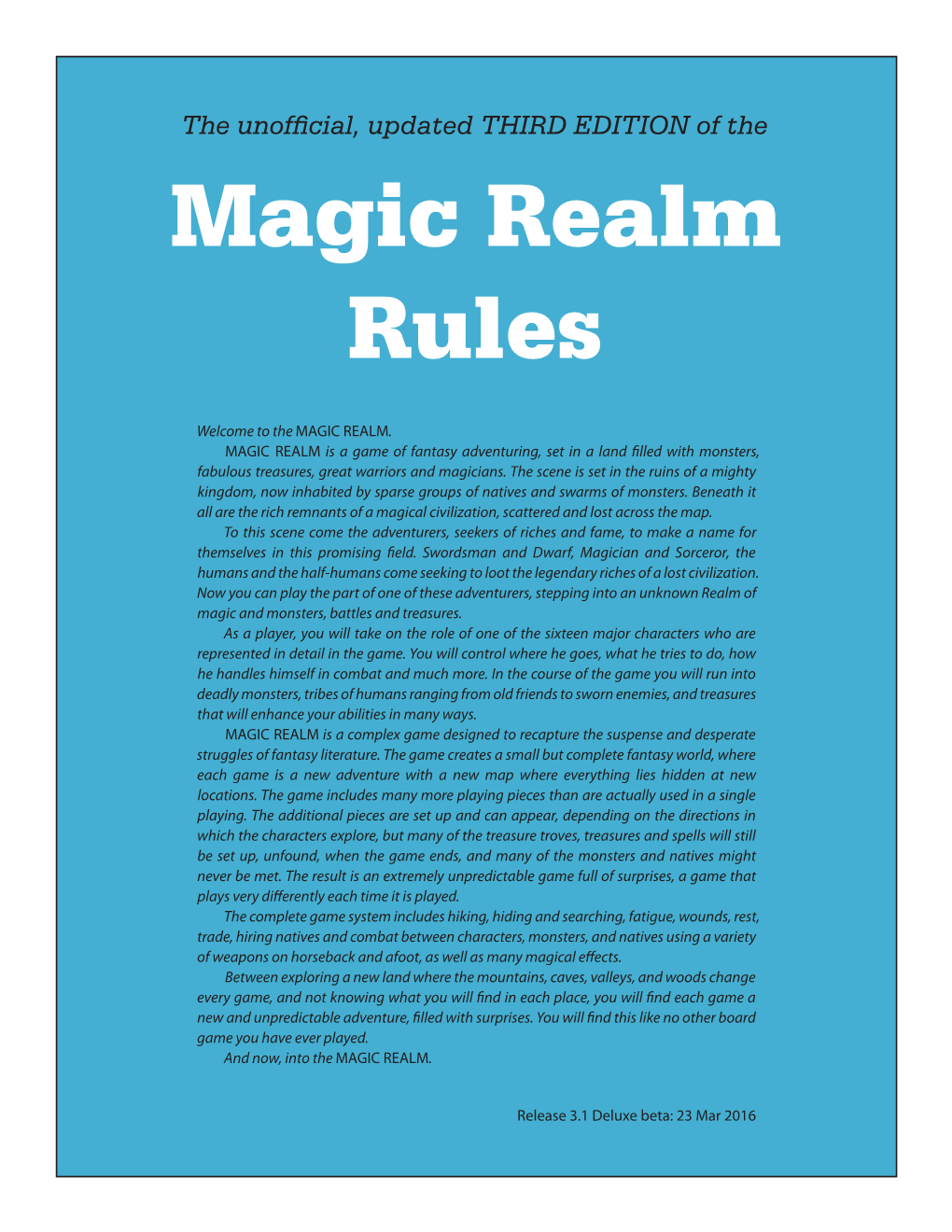 Magic Realm Rules 3.1 Deluxe