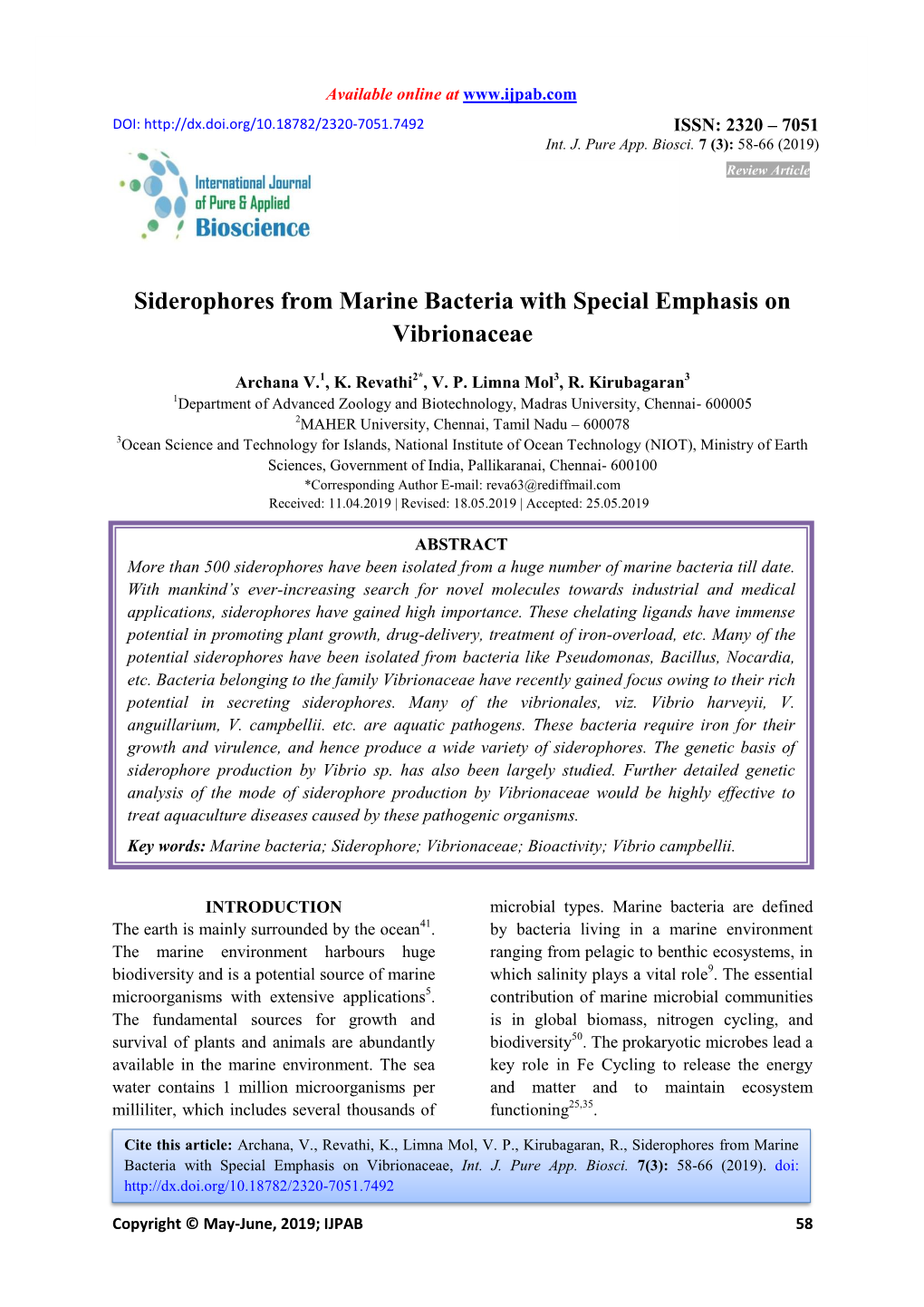 Siderophores from Marine Bacteria with Special Emphasis on Vibrionaceae