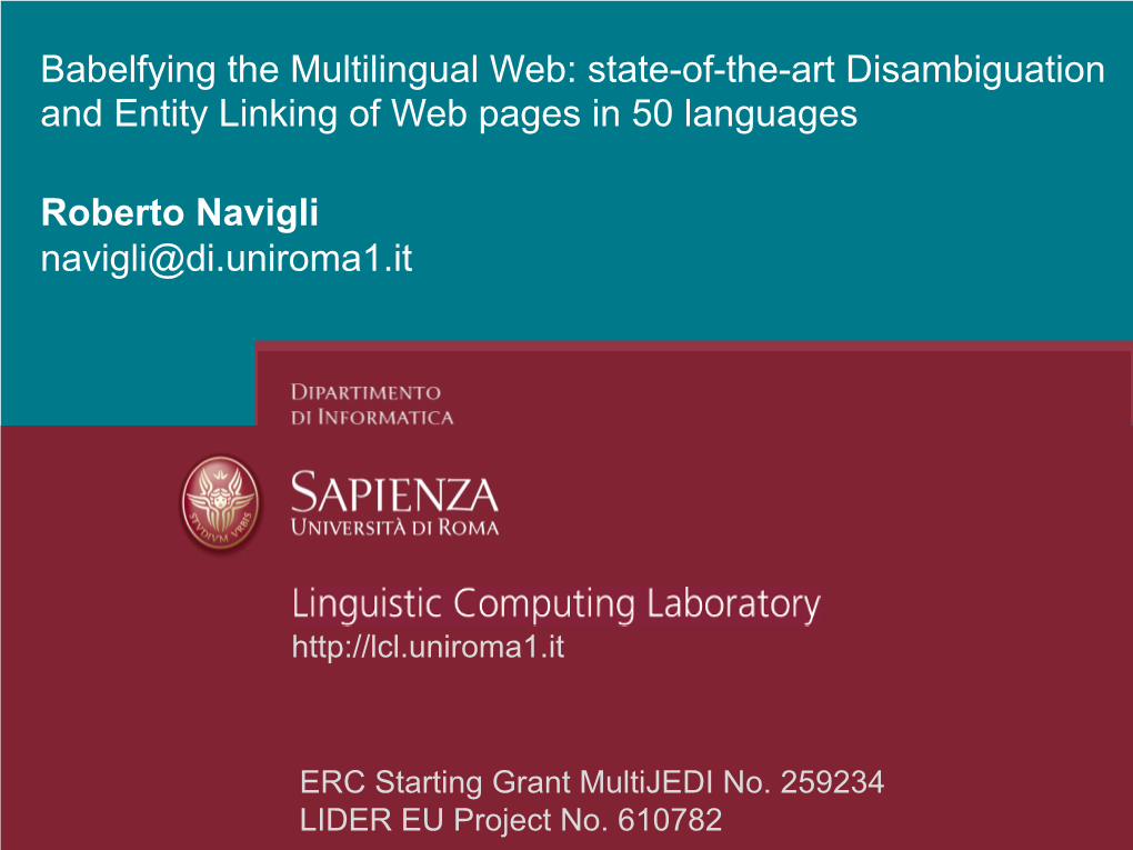 Babelfying the Multilingual Web: State-Of-The-Art Disambiguation and Entity Linking of Web Pages in 50 Languages
