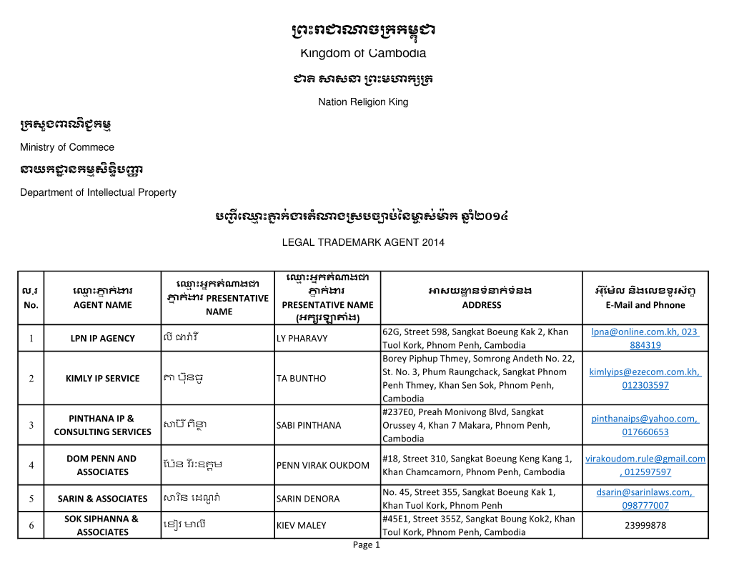 Kingdom of Cambodia ក្រោះរាជាណាច្បក្ររម្ពុជា