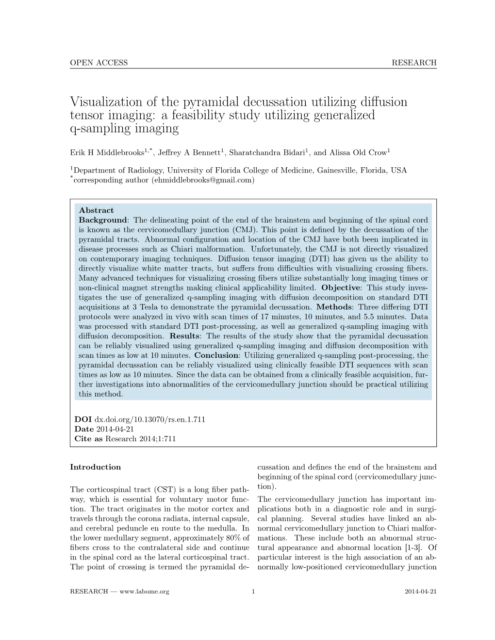 Visualization of the Pyramidal Decussation Utilizing Diffusion