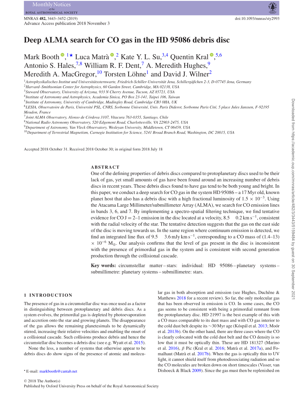 Deep ALMA Search for CO Gas in the HD 95086 Debris Disc