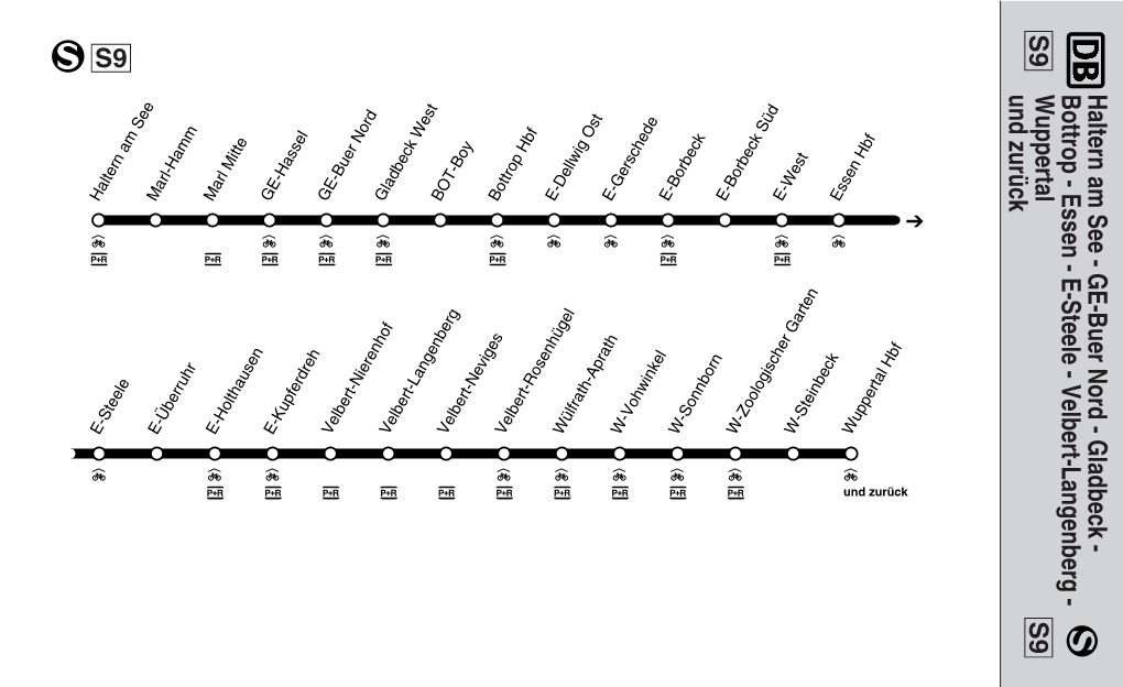 S9 S9 Und Zurück Wuppertal Bottrop - Essen E-Steele Velbert-Langenberg Haltern Am See - GE-Buer Nord Gladbeck