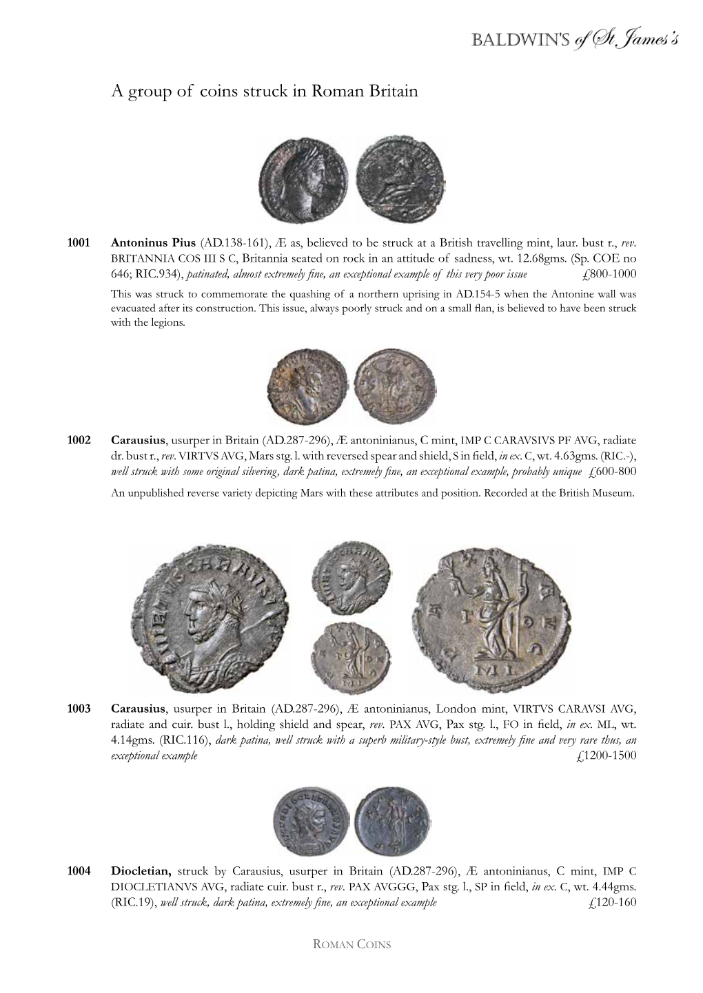 A Group of Coins Struck in Roman Britain