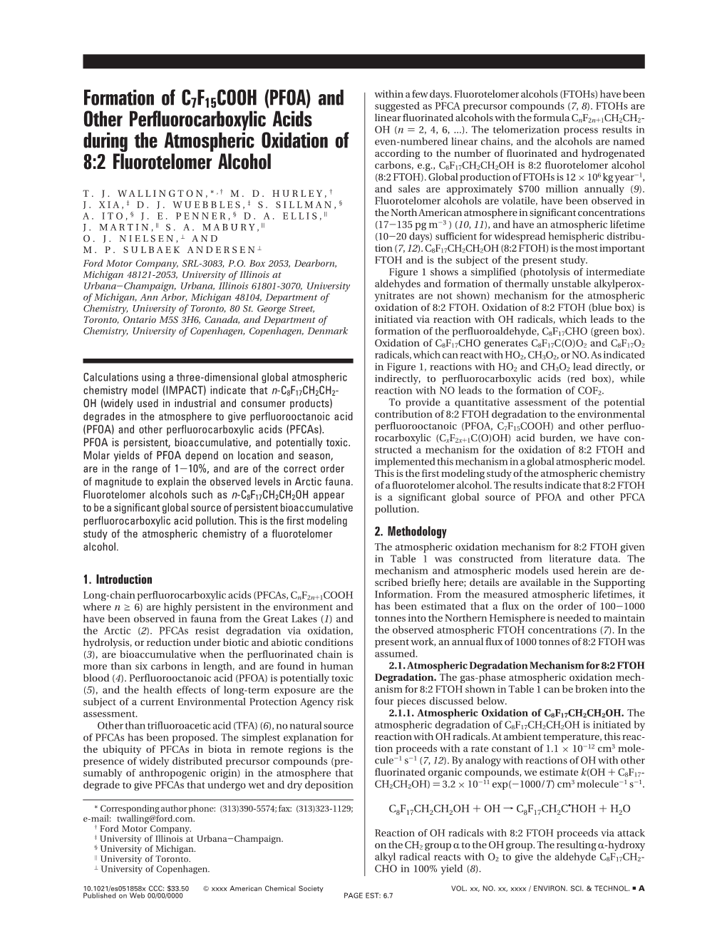 PFOA) and Suggested As PFCA Precursor Compounds (7, 8)