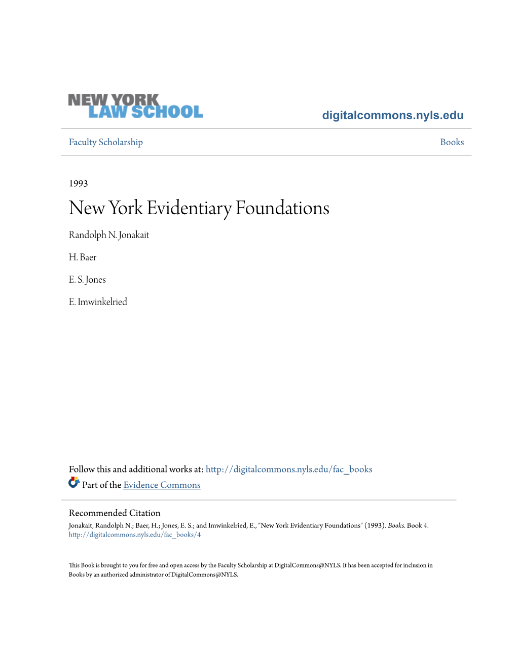 New York Evidentiary Foundations Randolph N