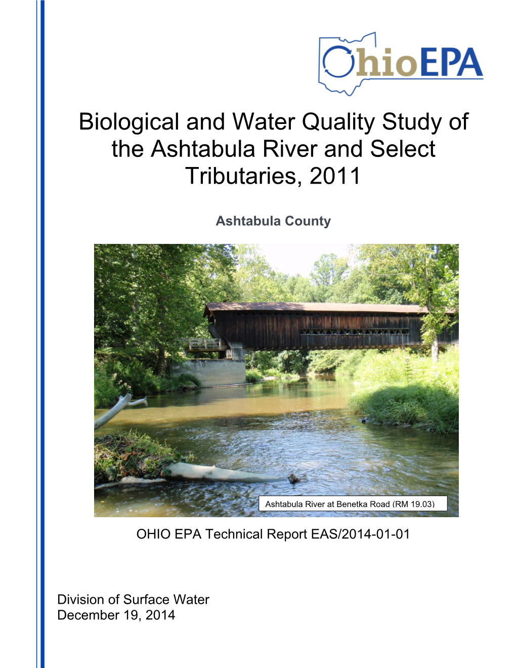 Biological and Water Quality Study of the Ashtabula River and Select Tributaries, 2011