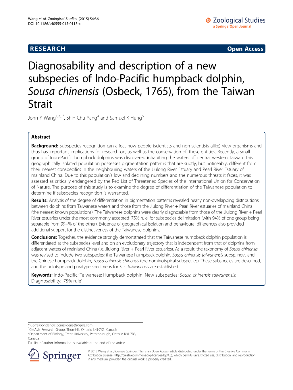 Diagnosability and Description of a New Subspecies of Indo-Pacific