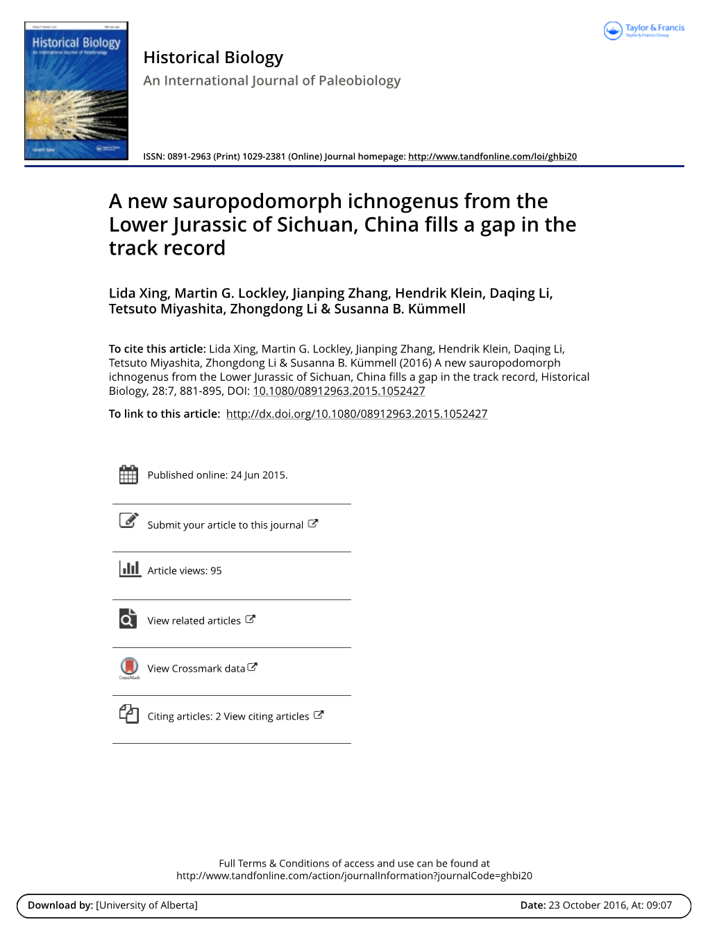 A New Sauropodomorph Ichnogenus from the Lower Jurassic of Sichuan, China Fills a Gap in the Track Record