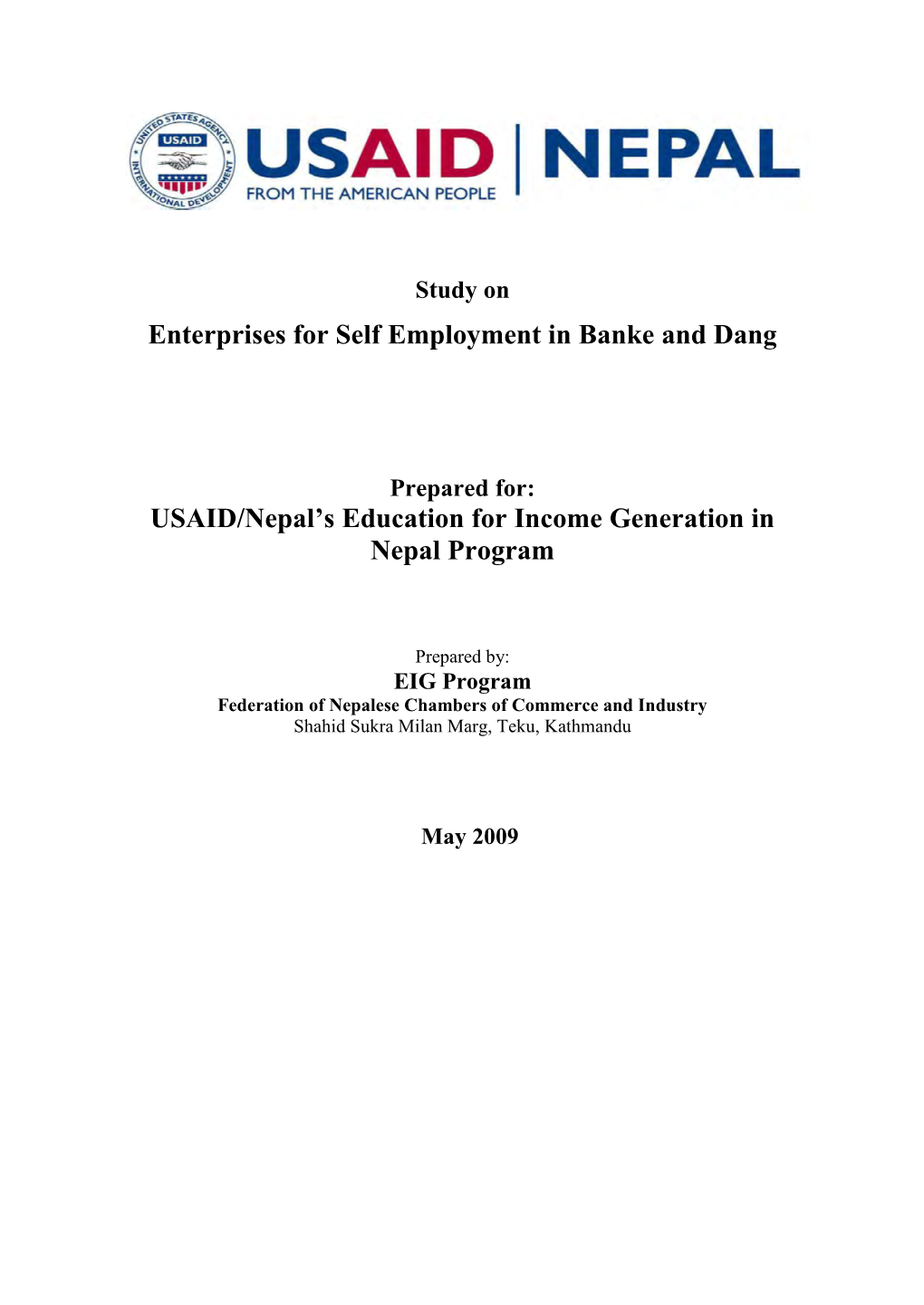 Enterprises for Self Employment in Banke and Dang