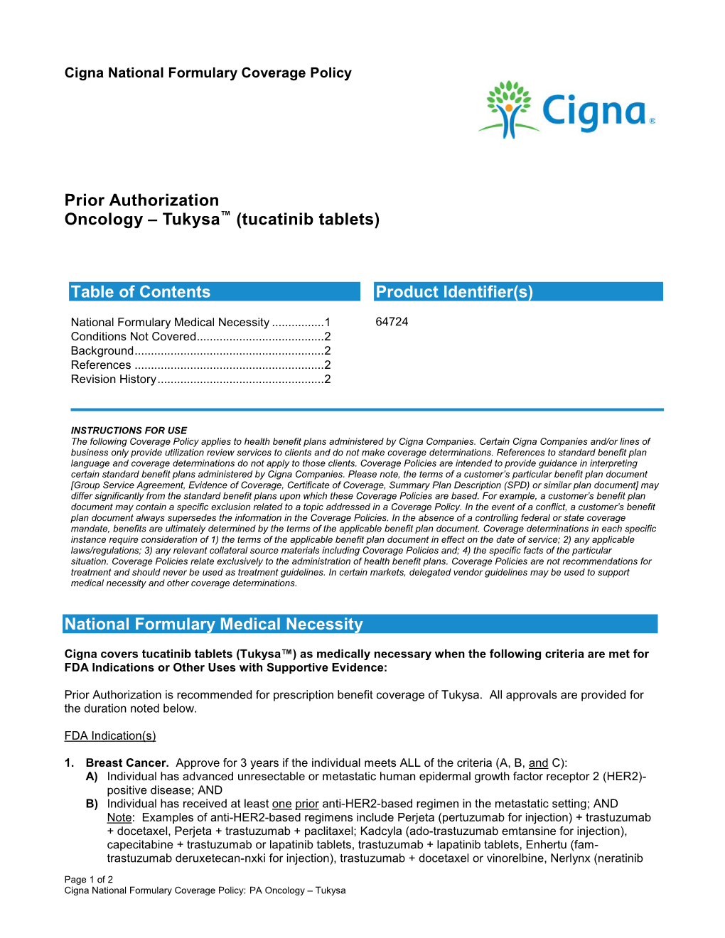 Prior Authorization Oncology – Tukysa™ (Tucatinib Tablets)