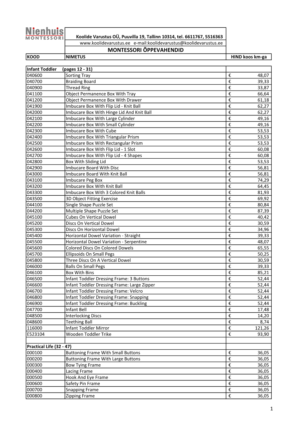 Pricelist Montessori 2015 Koduleht.Pdf