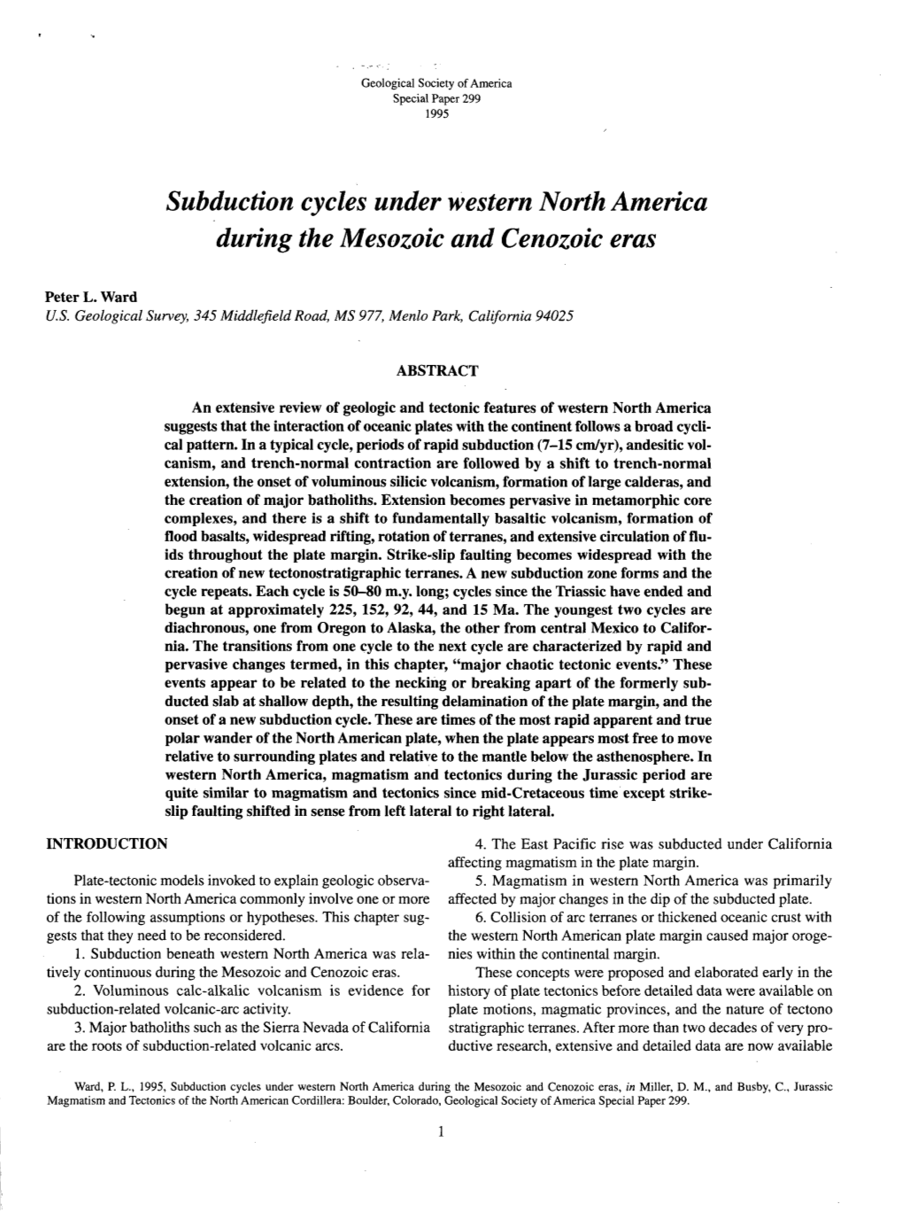 Subduction Cycles Under Western North America During the Mesozoic and Cenozoic Eras