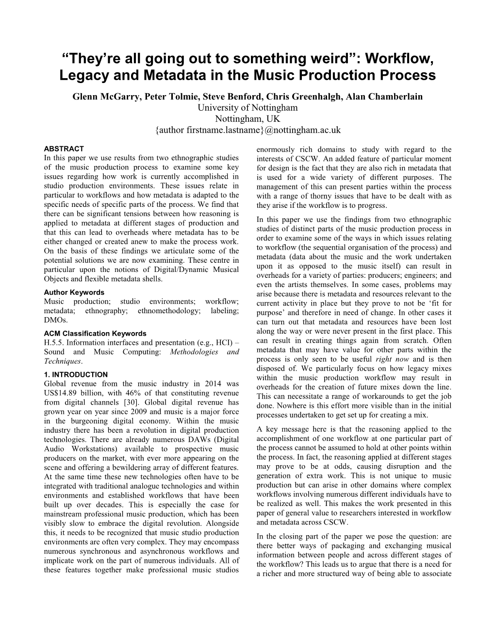 SIGCHI Conference Paper Format