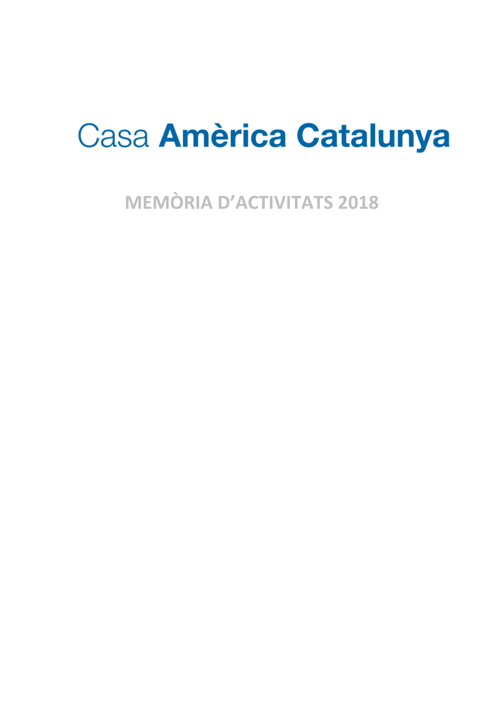 Memòria D'activitats 2018