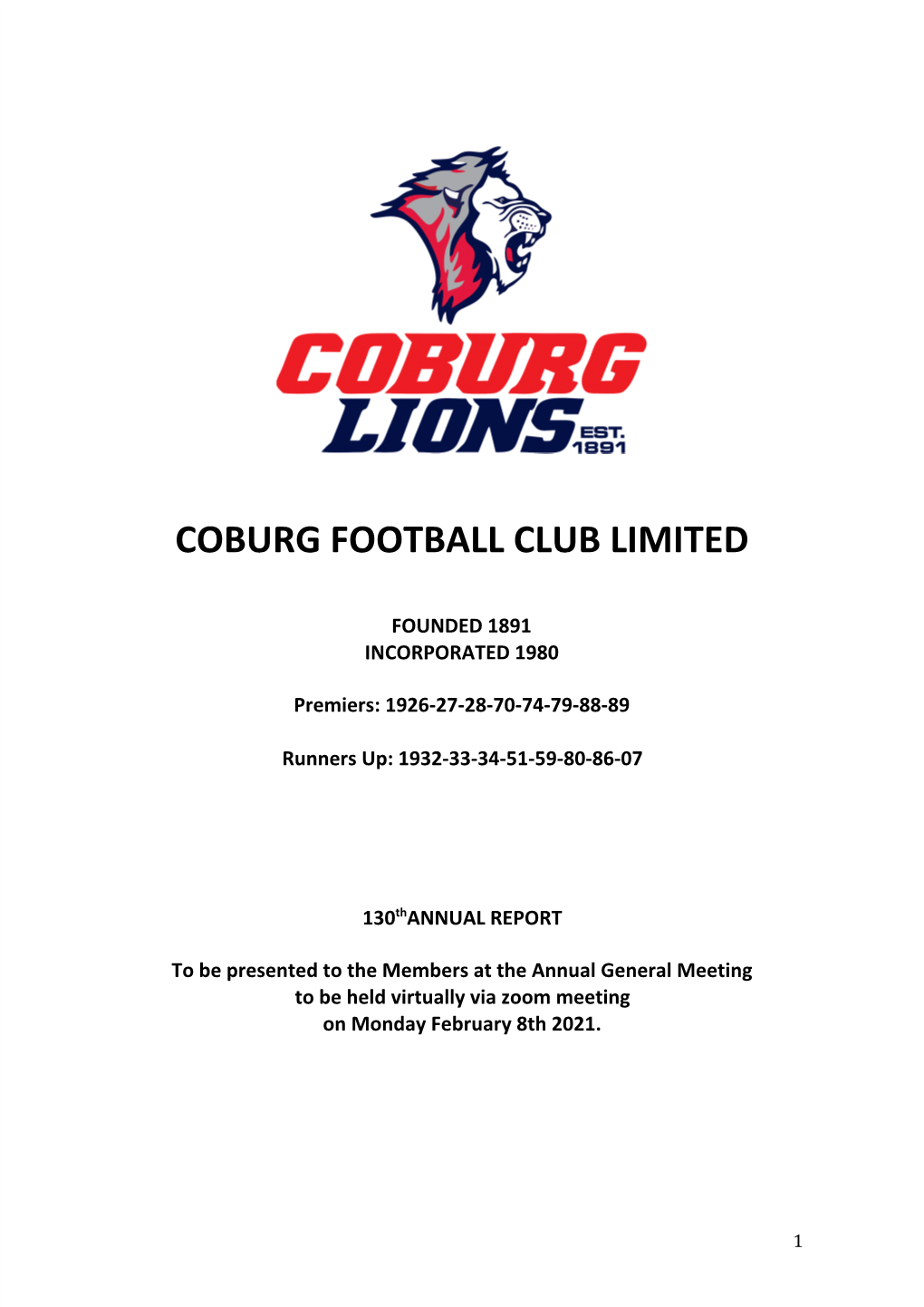 2020 Coburg FC Annual Report