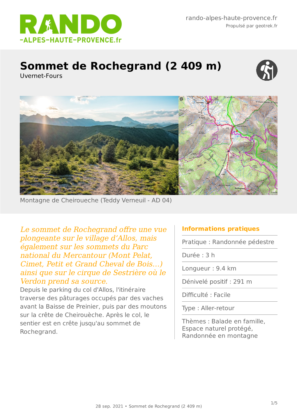Sommet De Rochegrand (2 409 M) Uvernet-Fours