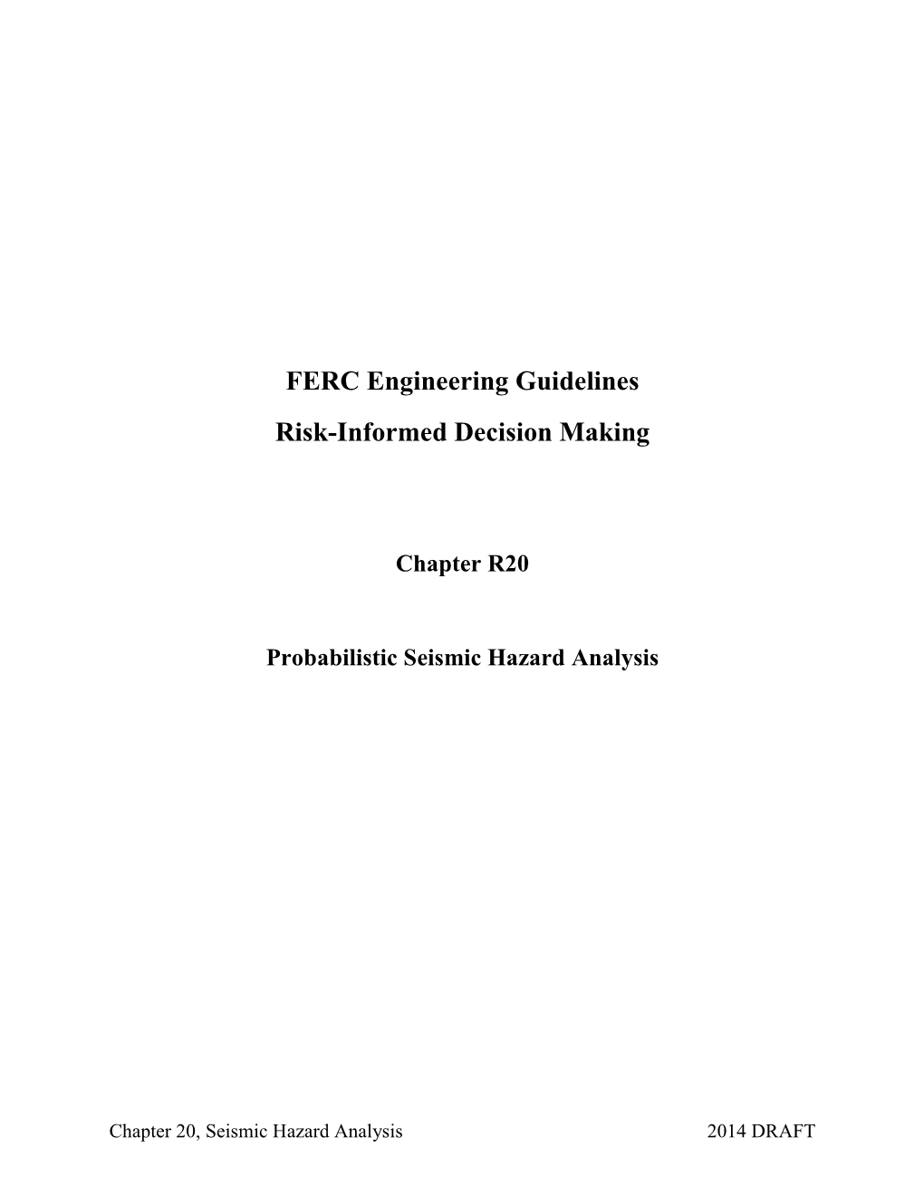 Chapter R20 Probabilistic Seismic Hazard Analysis