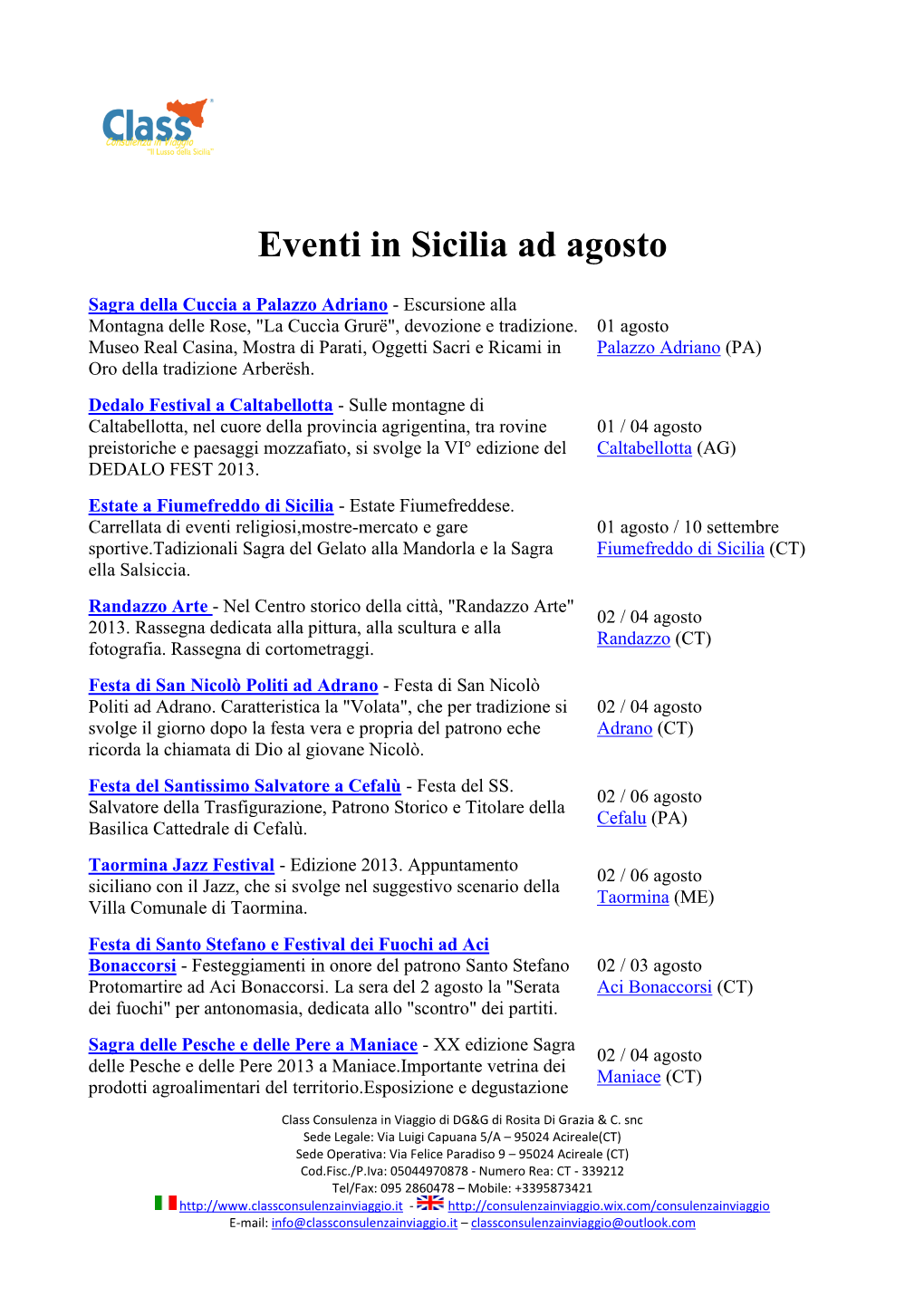 Eventi in Sicilia Ad Agosto