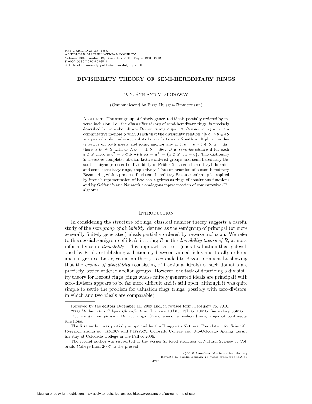 Divisibility Theory of Semi-Hereditary Rings